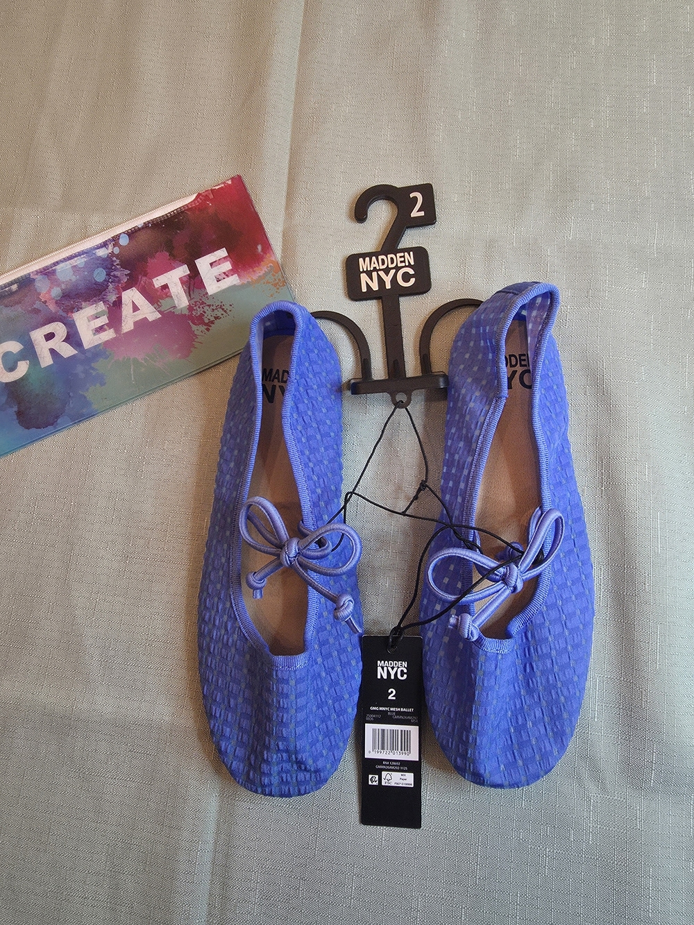 Madden NYC Girls' Blue Bow Ballet Flats Size 2